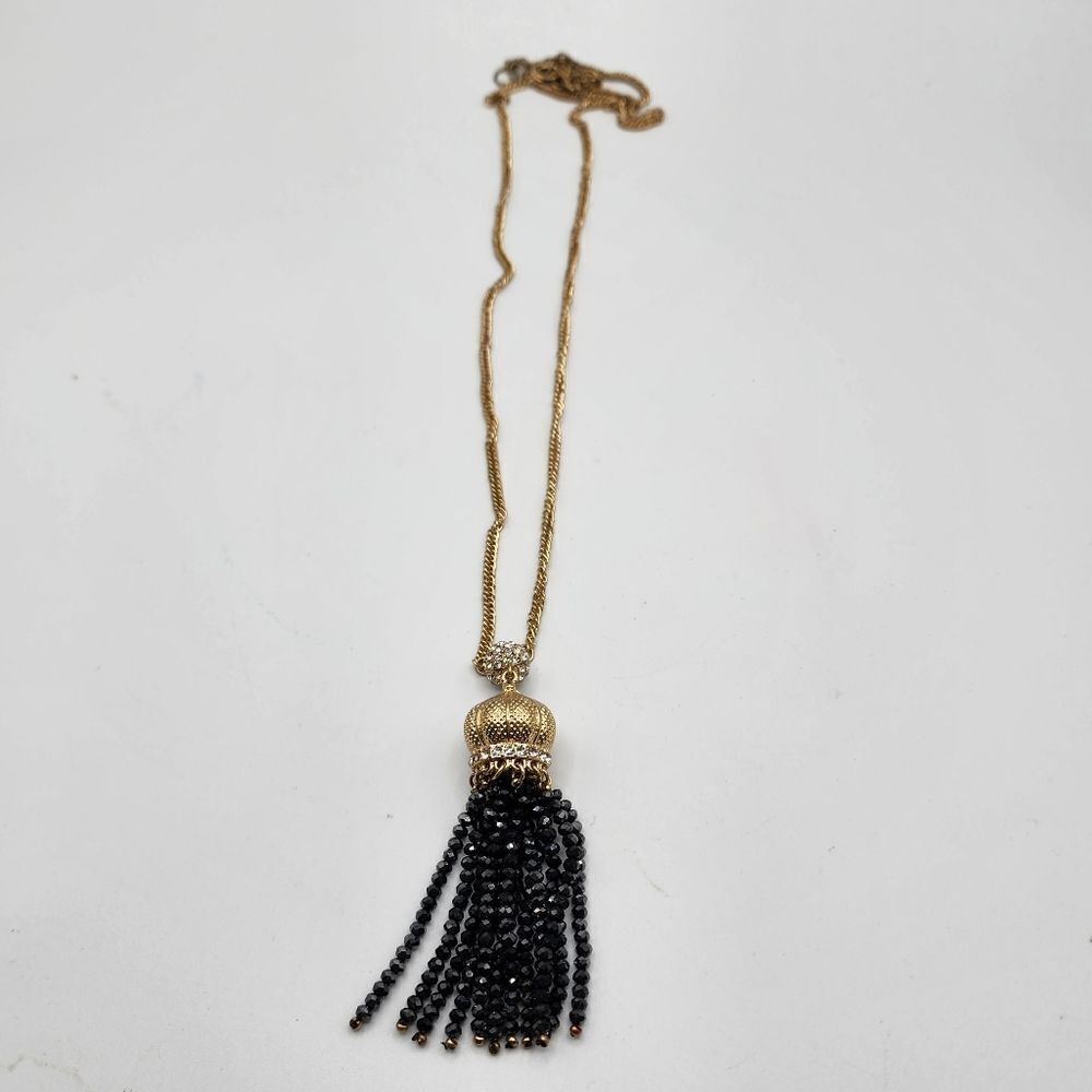 Gold & black tassel 33" adjustable necklace